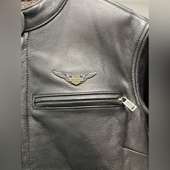 Harley Davidson black leather riding jacket women’s size extra small - Picture 7 of 14